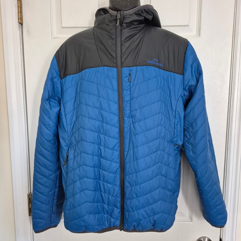 Kathmandu Insulite Reversible Hooded Puffer Jacket Mens Medium Blue Grey 14564